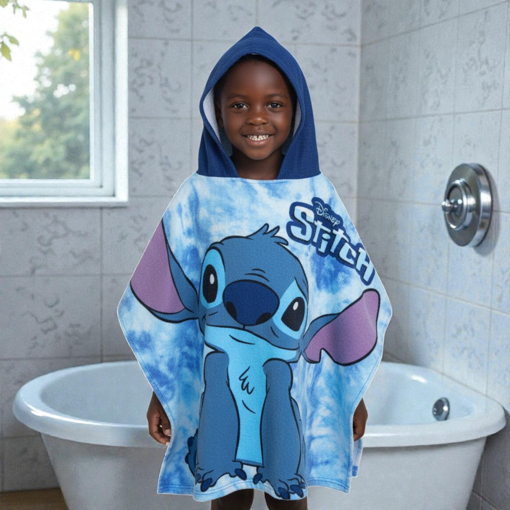 Cape de bain enfant Stitch bleu ciel