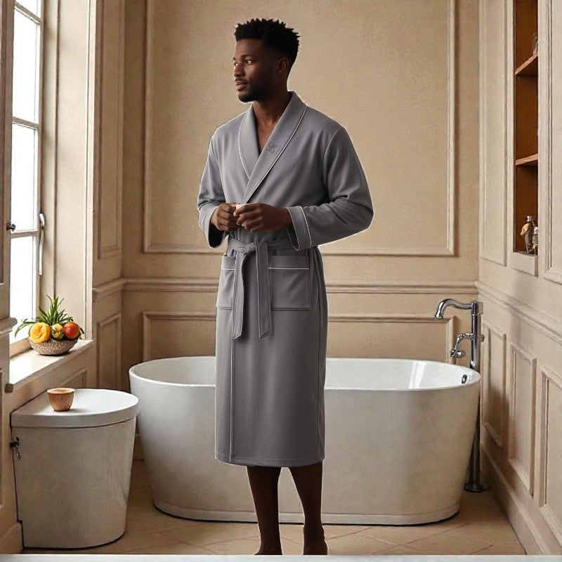 Peignoir homme coton gris