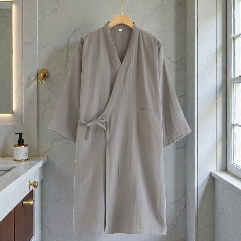 Peignoir homme coton gris