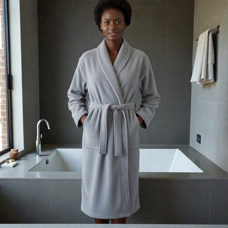 Peignoir femme et homme éponge gris