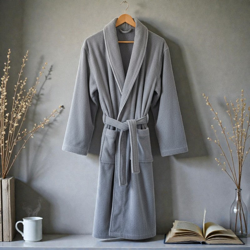 Peignoir femme et homme éponge gris