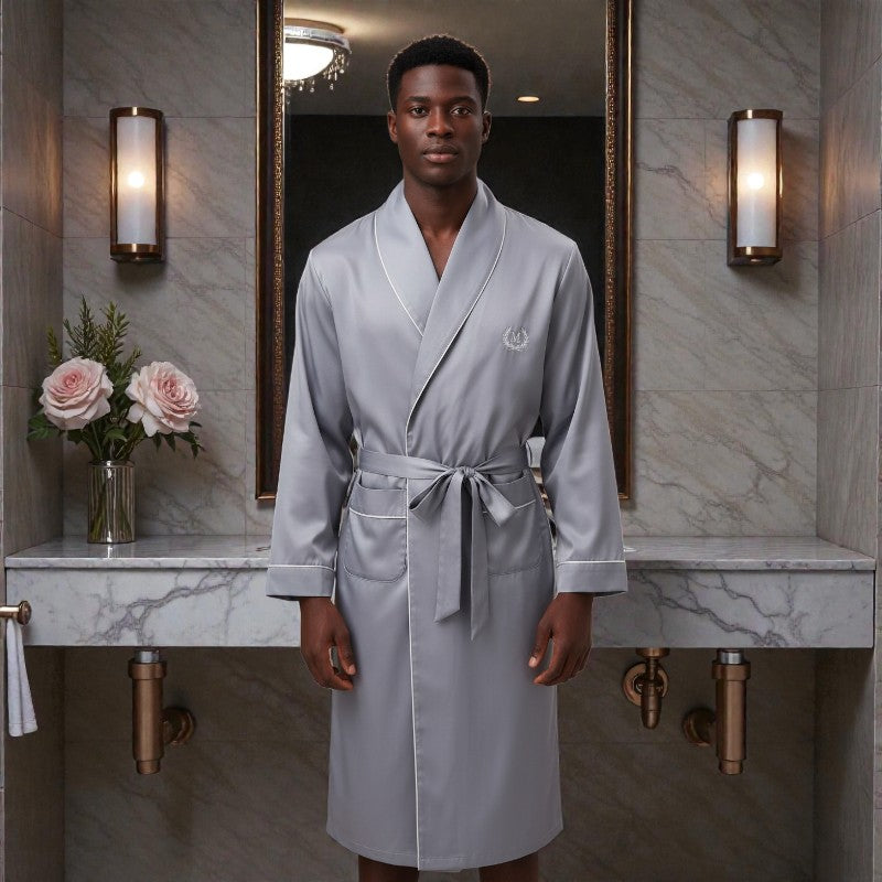 Peignoir Homme | Satin Gris clair