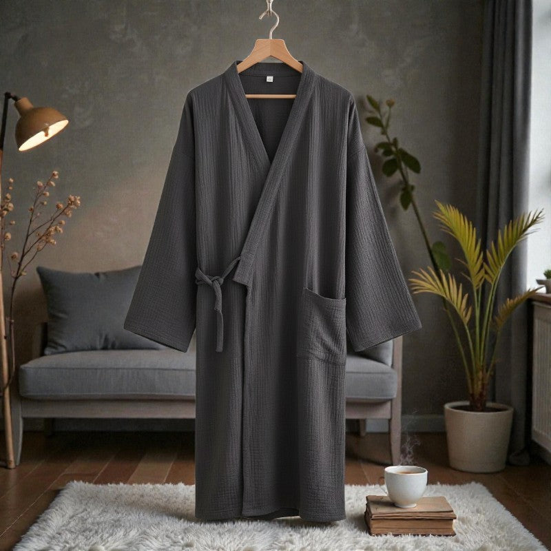 Peignoir homme coton gris
