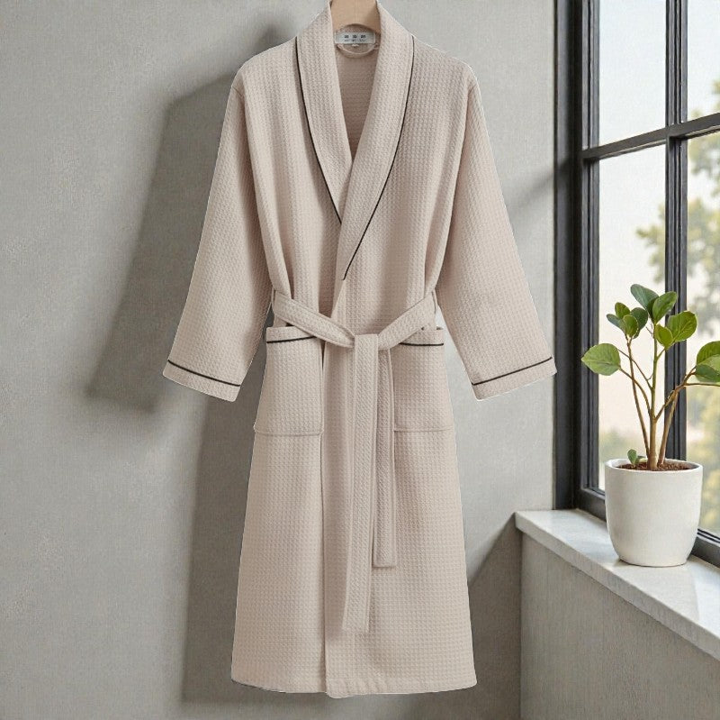 Peignoir femme nid d'abeille beige