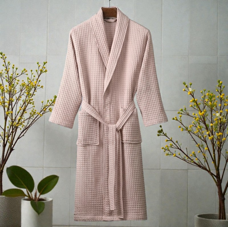 Peignoir homme nid d'abeille rose clair