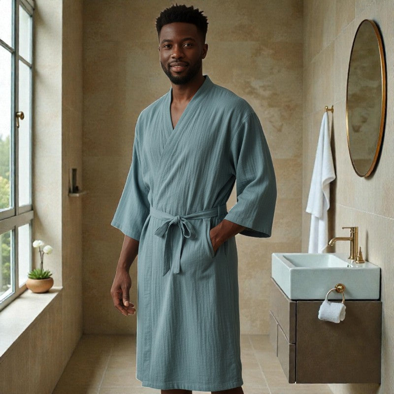 Peignoir homme coton vert