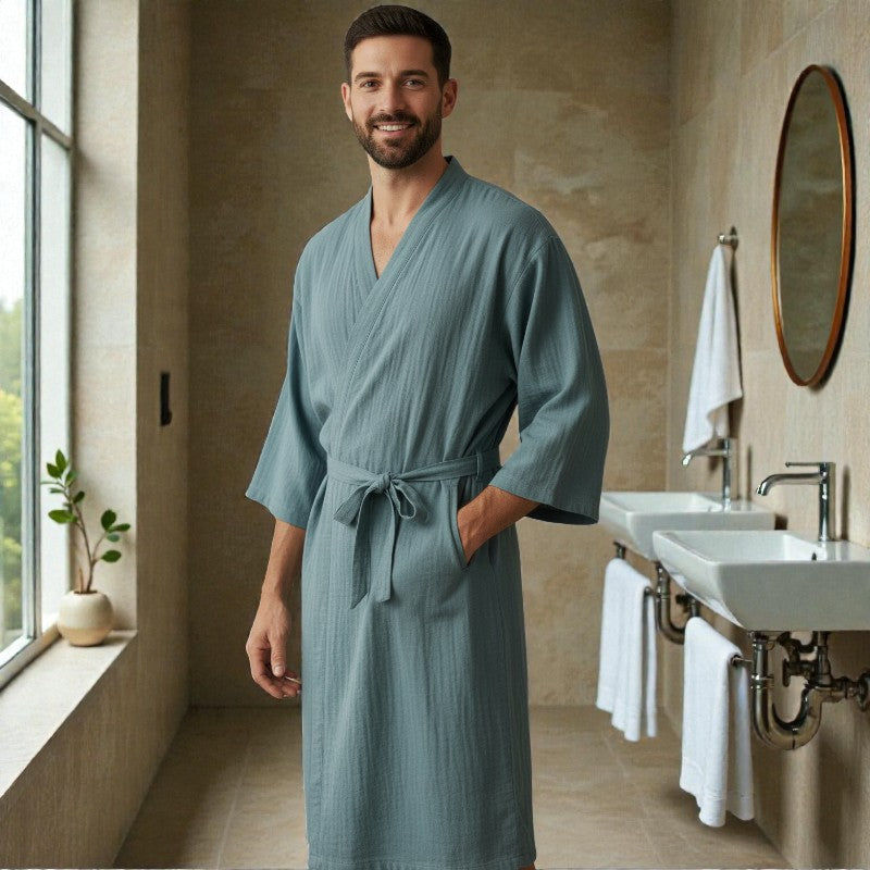 Peignoir homme coton vert