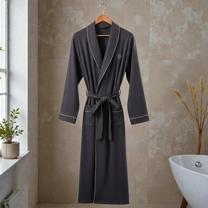 Peignoir homme coton gris anthracite