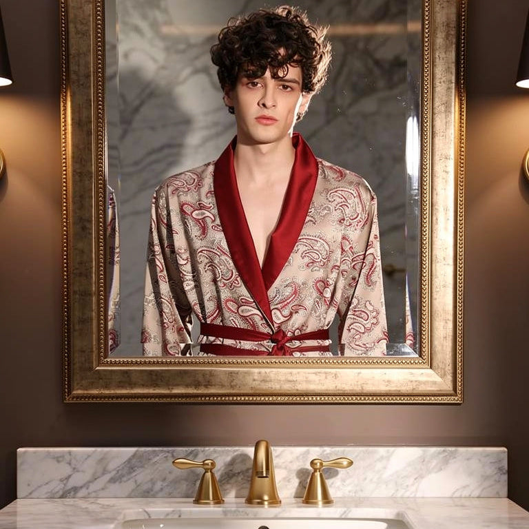 Peignoir en Satin pour Homme | Rouge