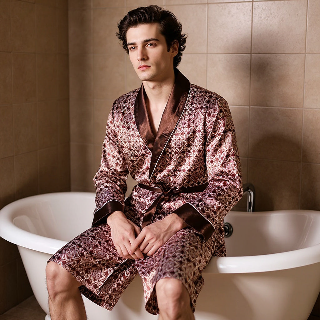 Peignoir Homme Luxe Satin Motifs | Chic