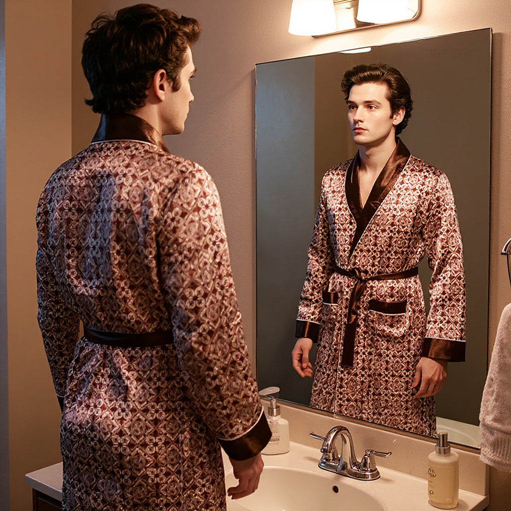 Peignoir Homme Luxe Satin Motifs | Chic