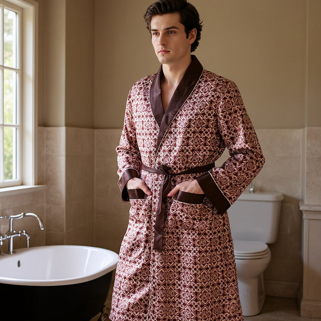 Peignoir Homme Luxe Satin Motifs | Chic