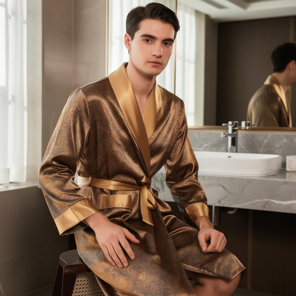 Peignoir en Satin pour Homme | Doré