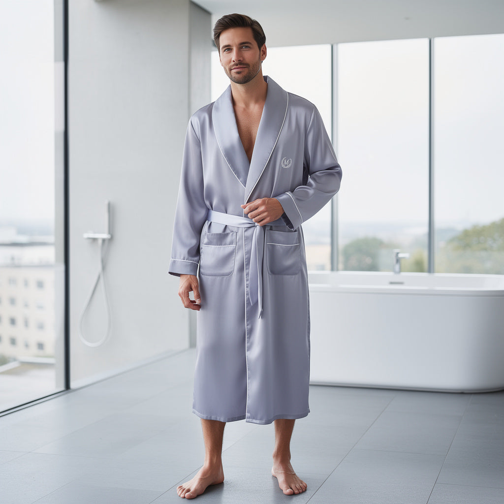 Peignoir Homme | Satin Gris clair
