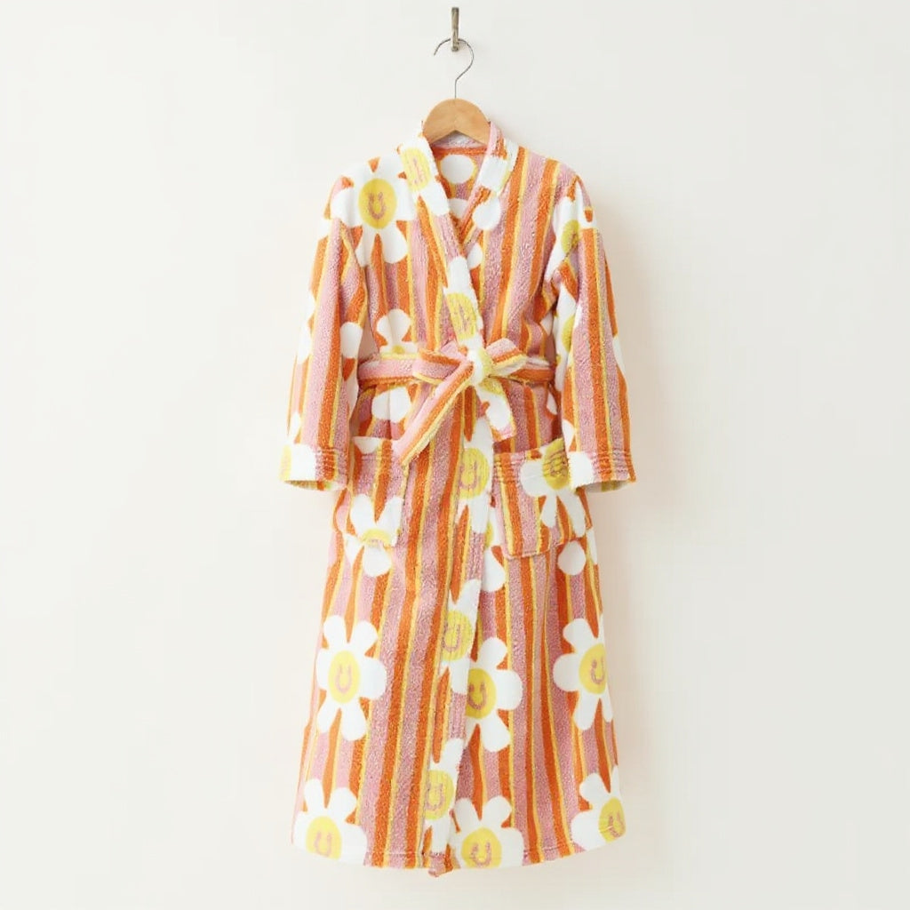 Robe de chambre femme polaire chaude | peignoir long cocooning orange pastel
