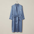 Peignoir Homme Satin Bleu Acier | Longue