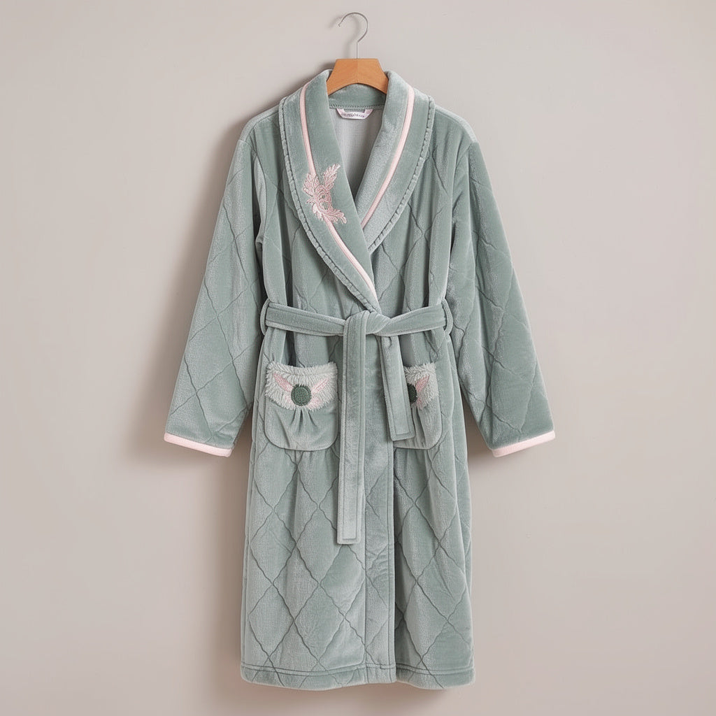 Peignoir femme polaire vert d’eau