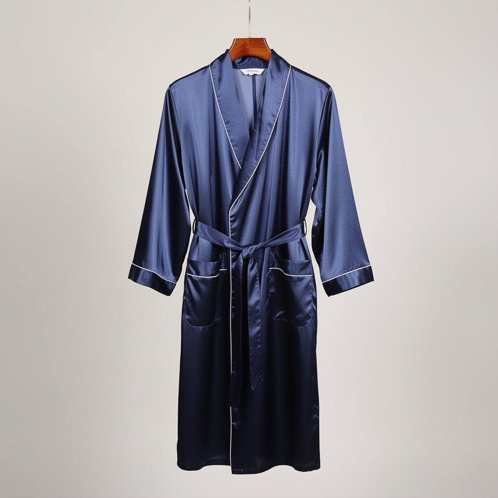 Peignoir Homme | Satin Bleu Marine