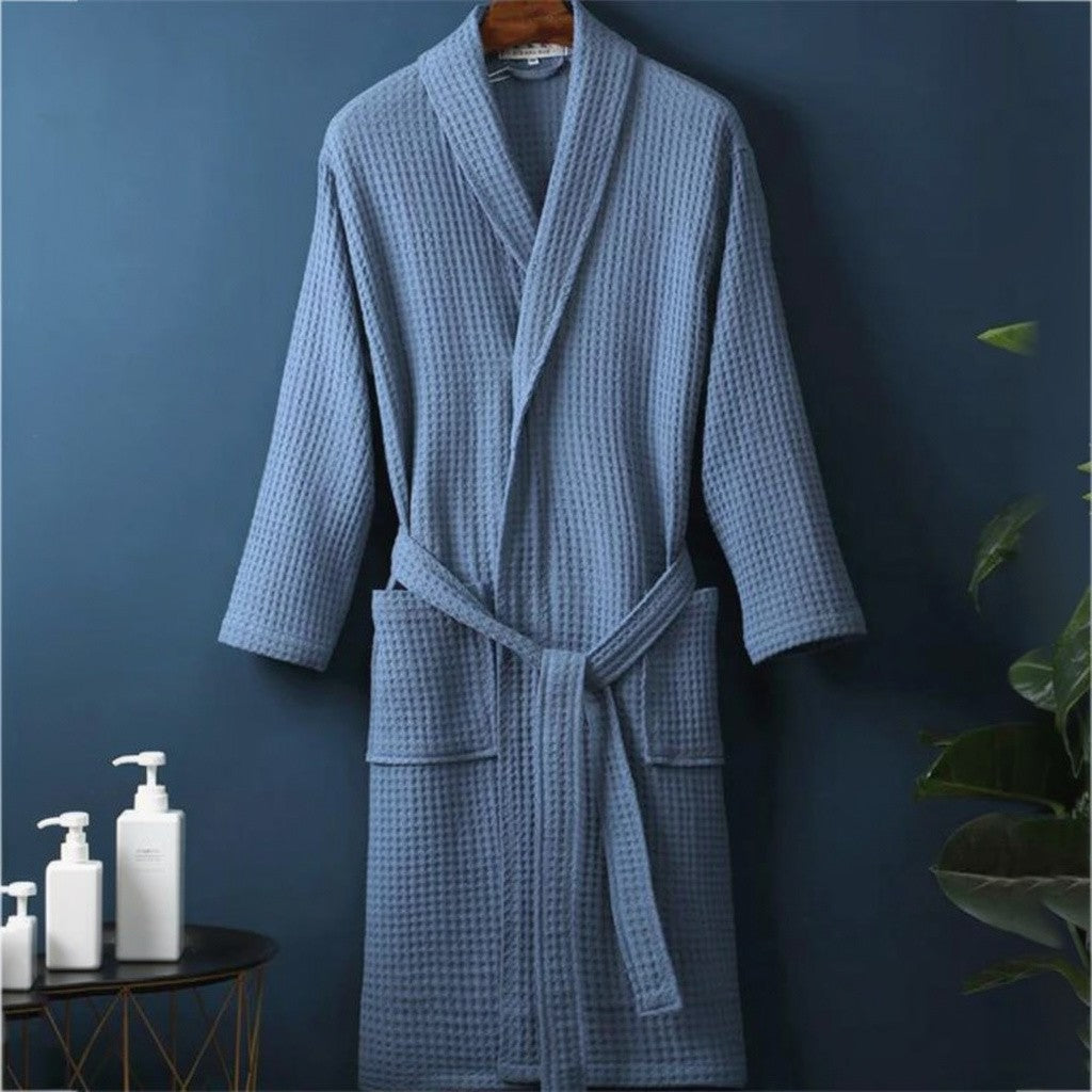 Peignoir homme nid d'abeille bleu